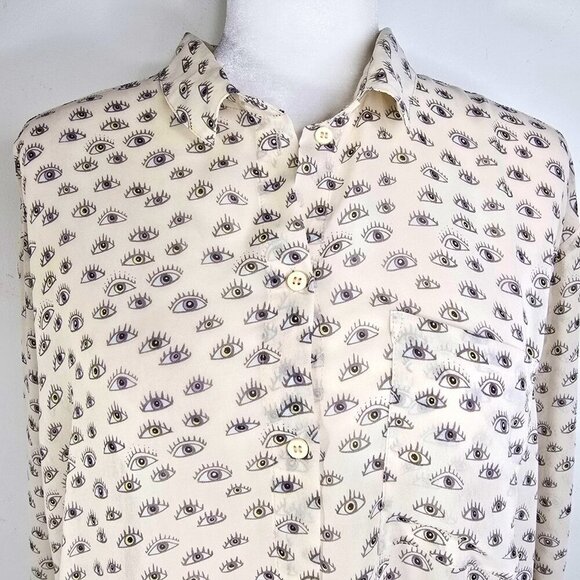 MUNTHE SAKS FIFTH AVENUE THIRD EYE NOVELTY Shirt Dress TUNIC BUTTON FRONT - Picture 2 of 10